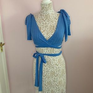 NWT Boohoo Recycled Rib Tie Detail Crop Top